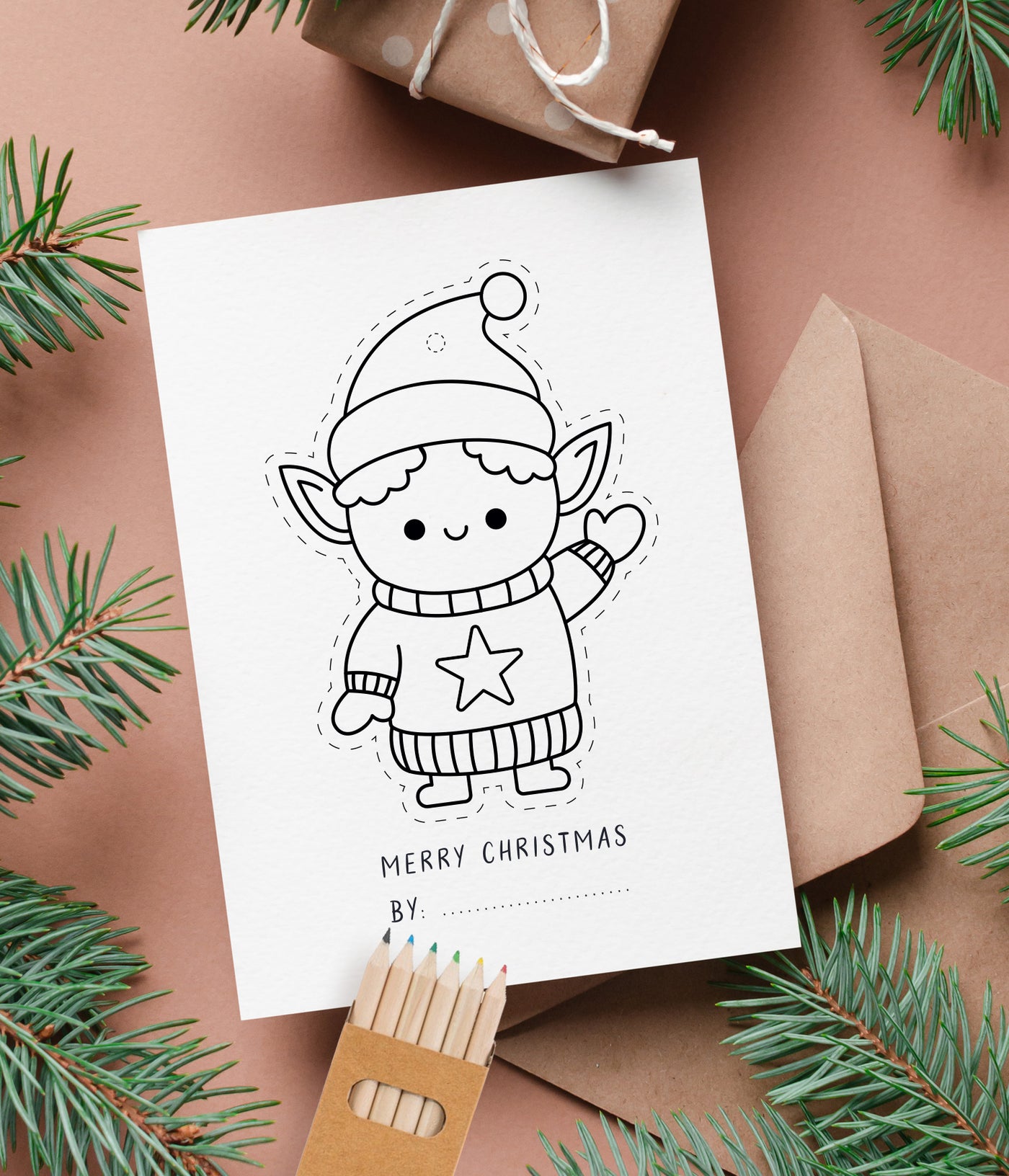 'Personalised Colour & Keep' Christmas Card Pack