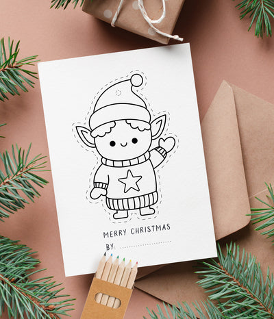 'Personalised Colour & Keep' Christmas Card Pack