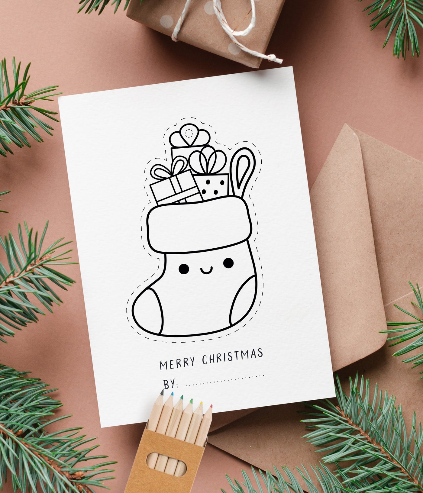 'Personalised Colour & Keep' Christmas Card Pack