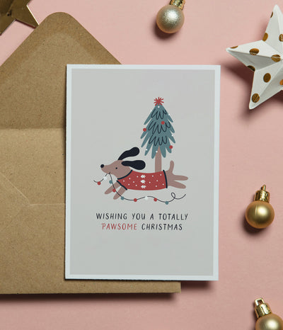 'Wishing You a Totally Pawsome Christmas' Christmas Card