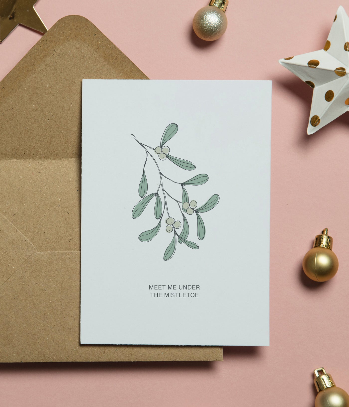 'Meet Me Under The Mistletoe' Christmas Card