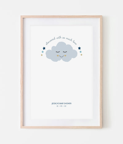 'Baby Shower Cloud' Fingerprint Personalised Keepsake