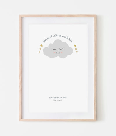 'Baby Shower Cloud' Fingerprint Personalised Keepsake