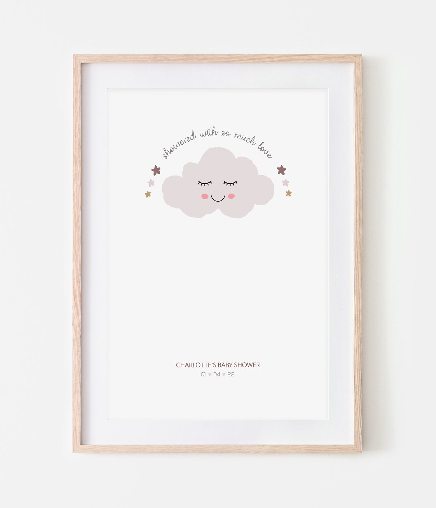 'Baby Shower Cloud' Fingerprint Personalised Keepsake