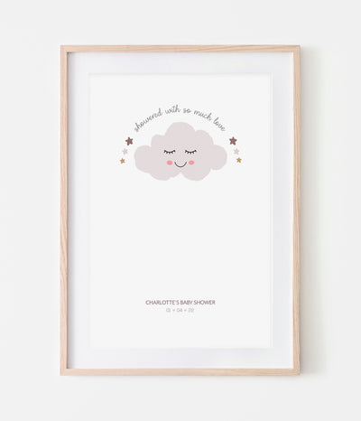 'Baby Shower Cloud' Fingerprint Personalised Keepsake