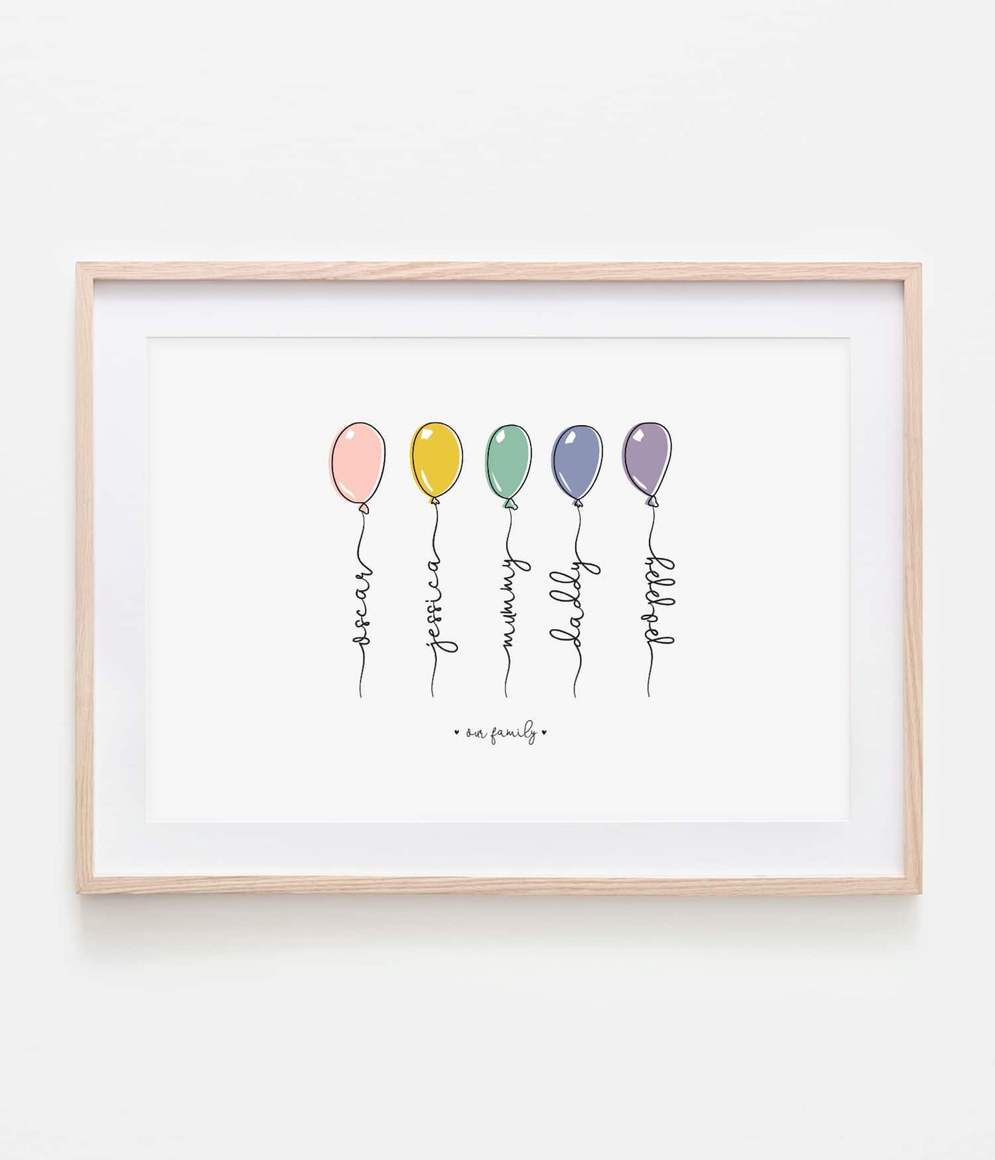 'Balloon Family' Personalised Print