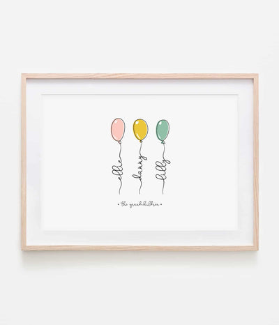 'Balloon Family' Personalised Print