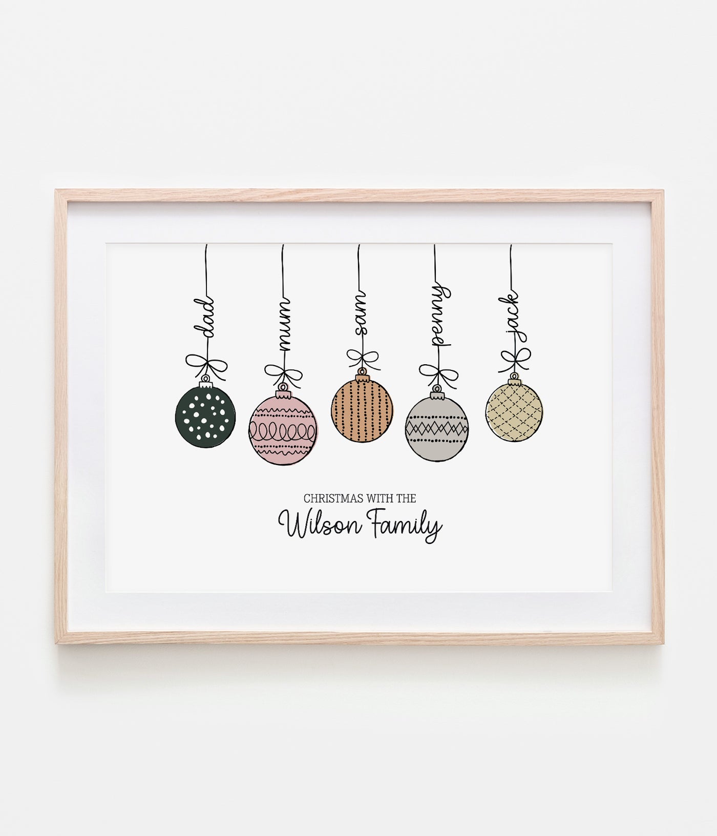 'Bauble Family' Christmas Personalised Print