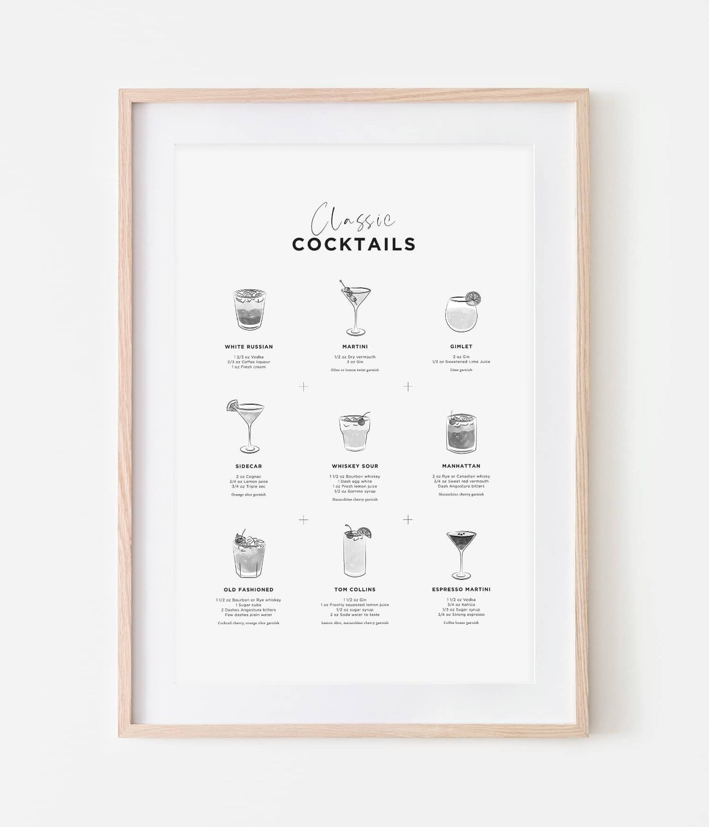 'Classic Cocktails' Print