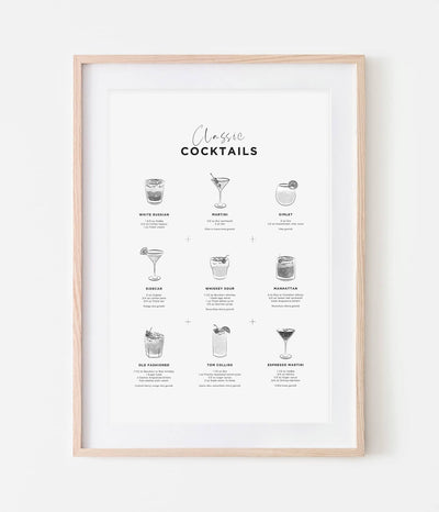 'Classic Cocktails' Print