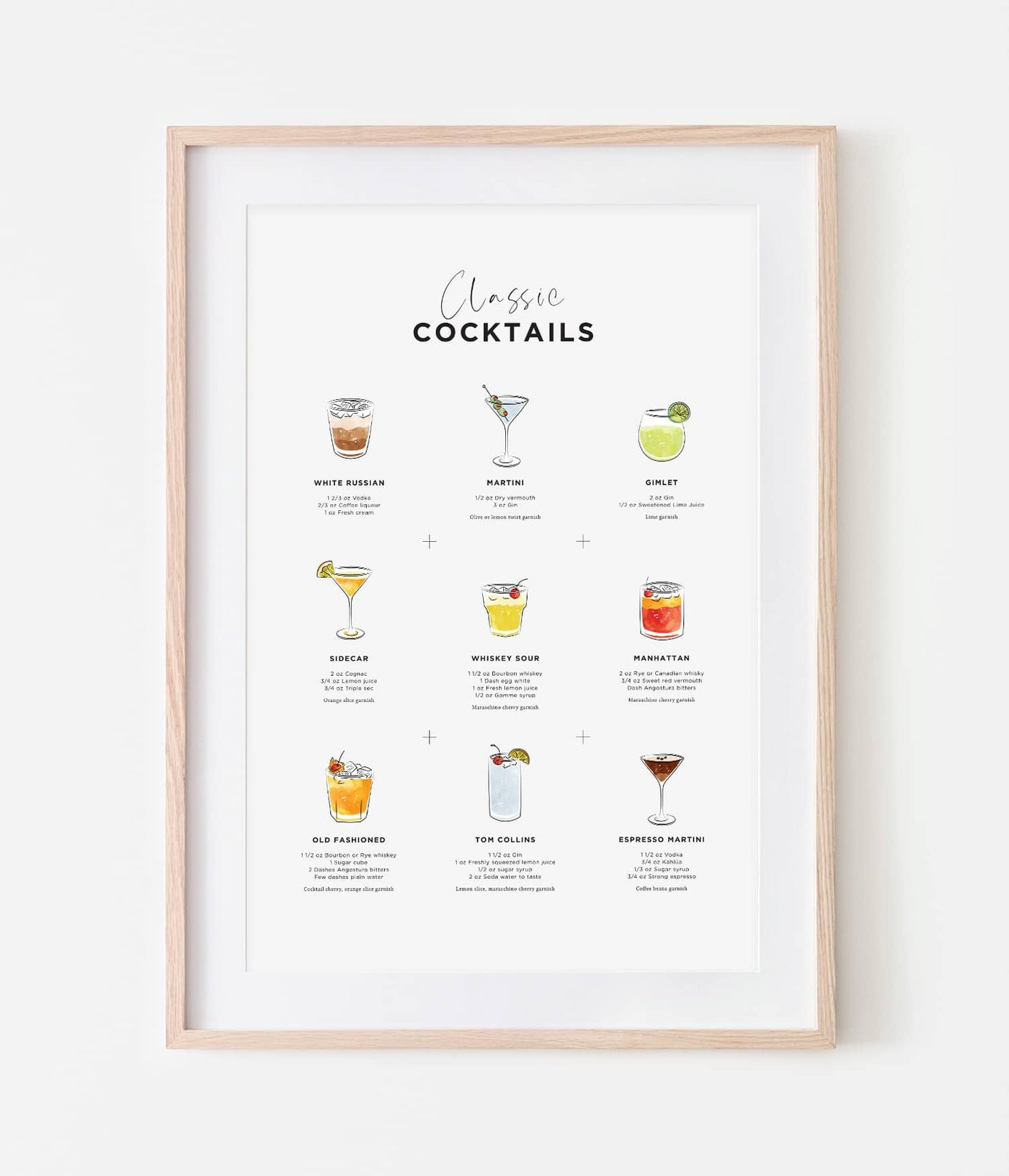 'Classic Cocktails' Print