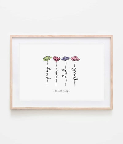 'Flower Family' Personalised Print