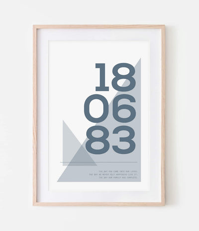 'White Geometric Date' Personalised Print