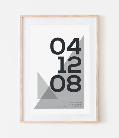 'White Geometric Date' Personalised Print