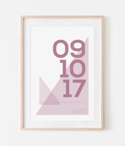 'White Geometric Date' Personalised Print