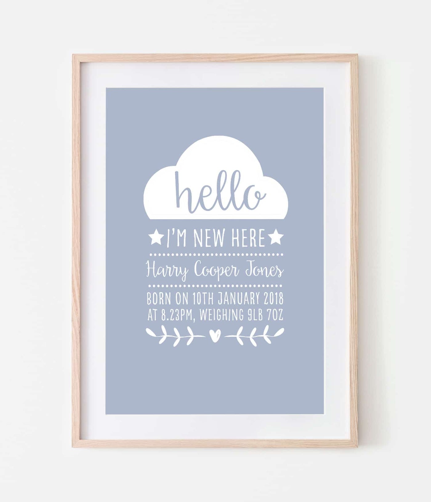'Hello I'm New Here' Personalised Print