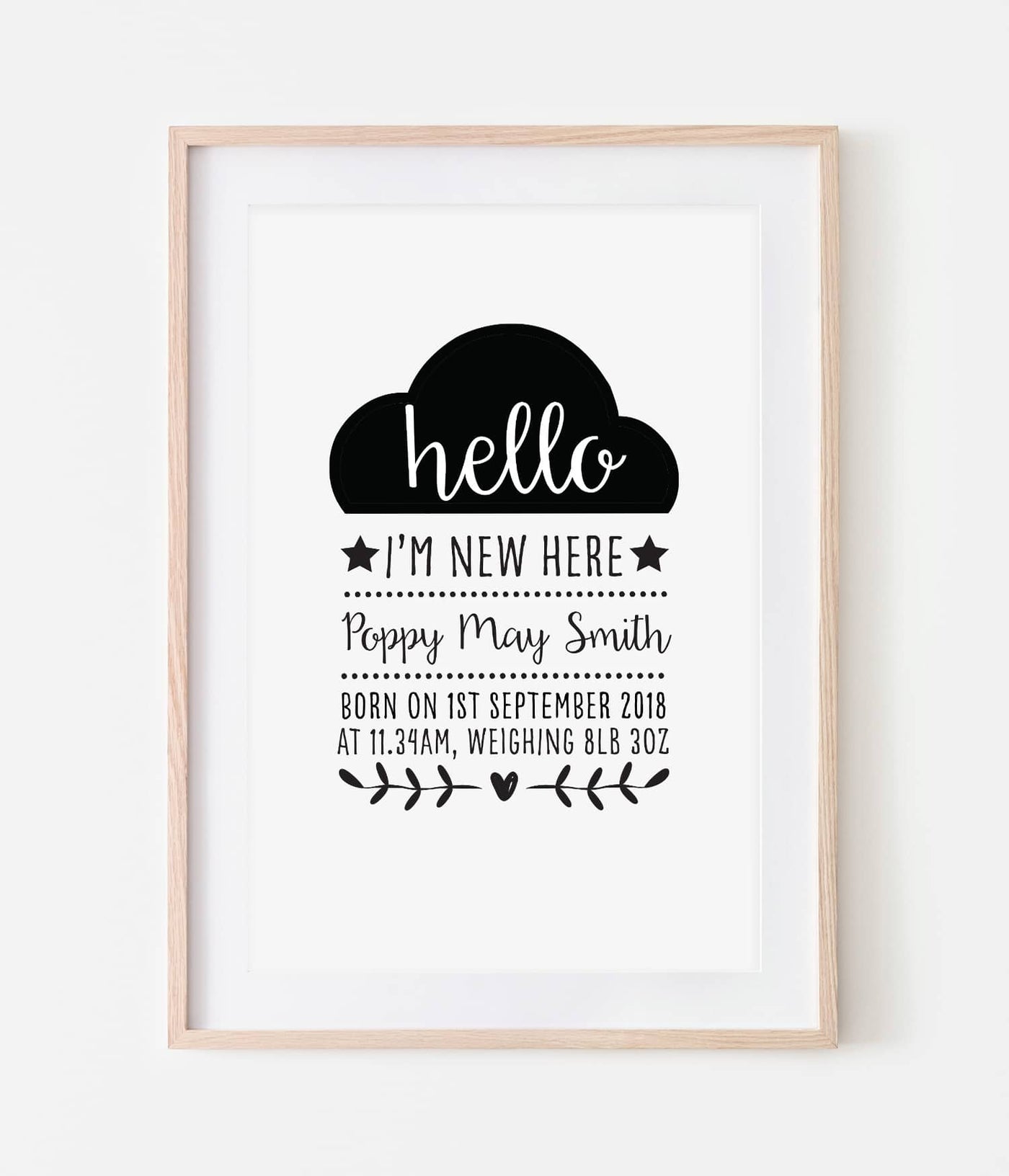 'Hello I'm New Here' Personalised Print
