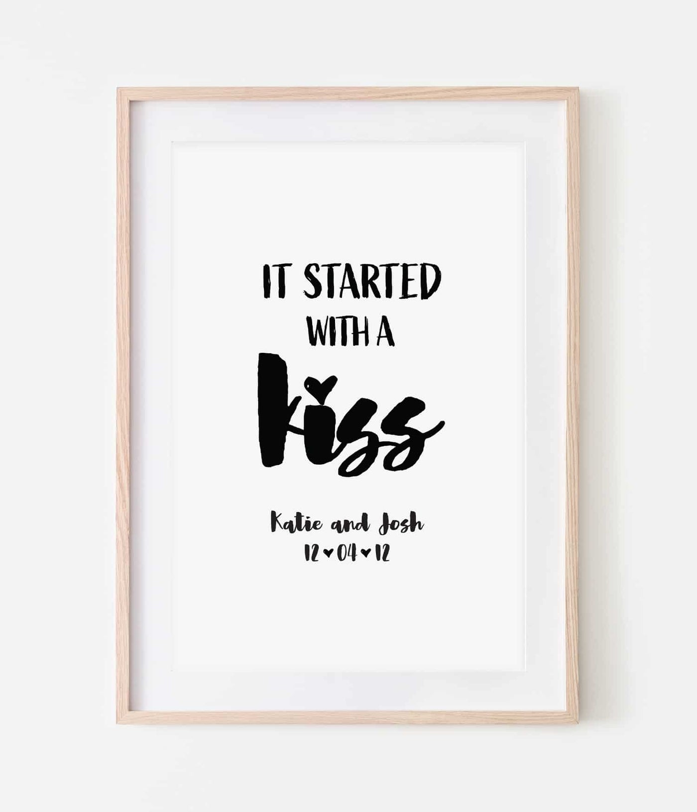 'It Started with a Kiss' Personalised Print