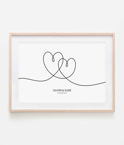 'Love Heart Names' Personalised Print