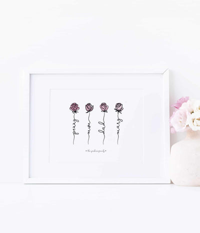 'Rose Family' Personalised Print