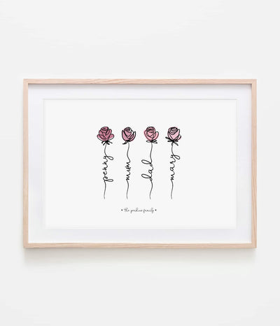 'Rose Family' Personalised Print