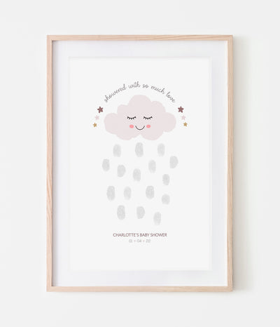 'Baby Shower Cloud' Fingerprint Personalised Keepsake