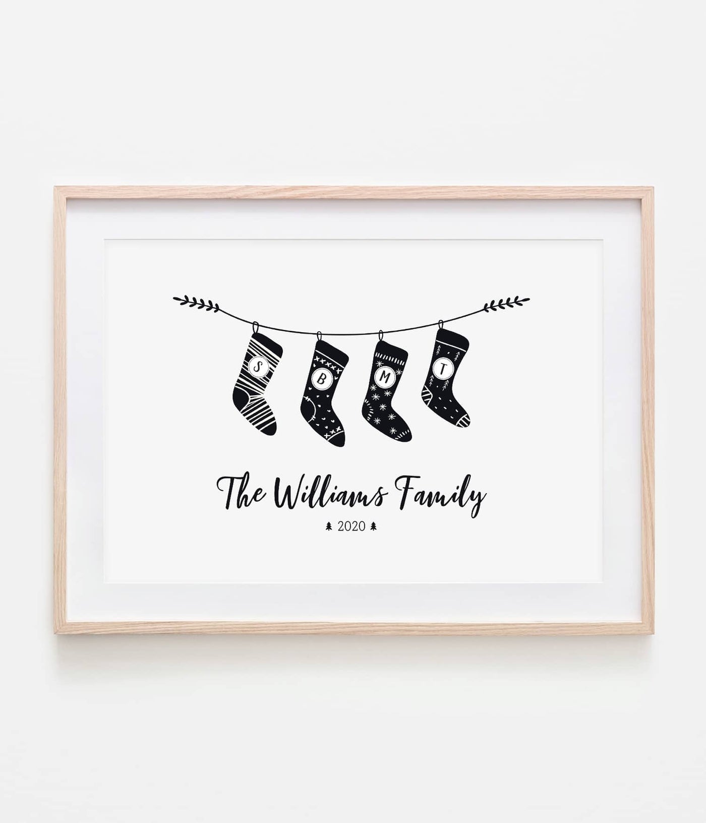 'Stocking Family' Christmas Personalised Print