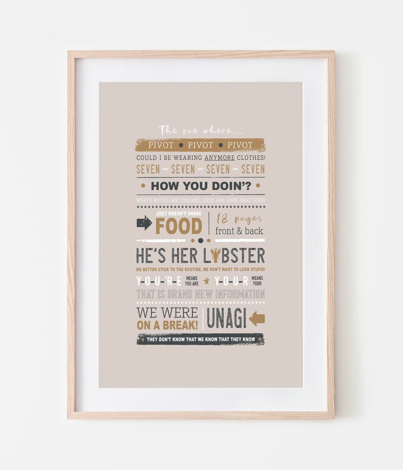 'The One Where' Friends Quotes Print