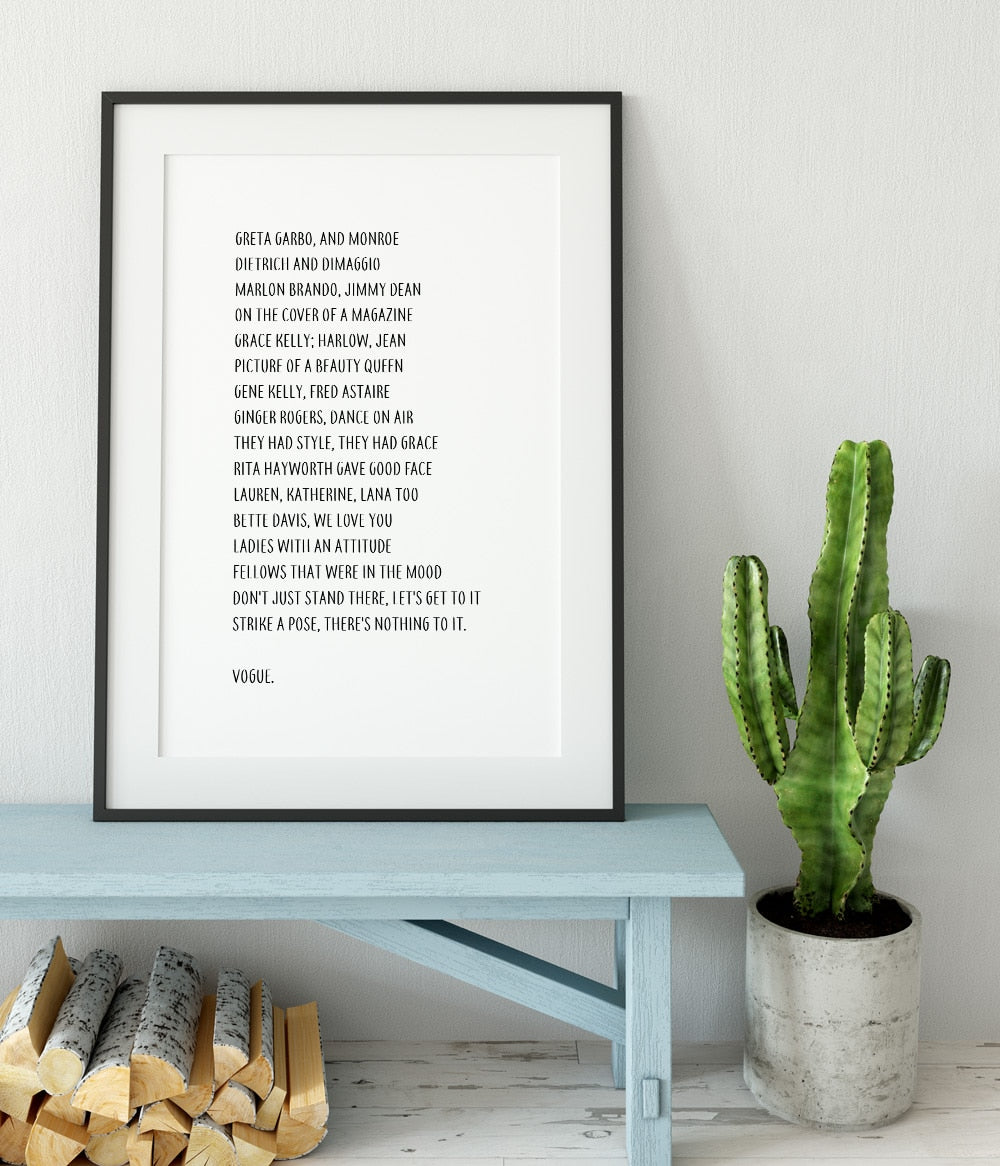 'Vogue' Lyrics Print