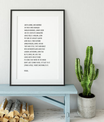'Vogue' Lyrics Print
