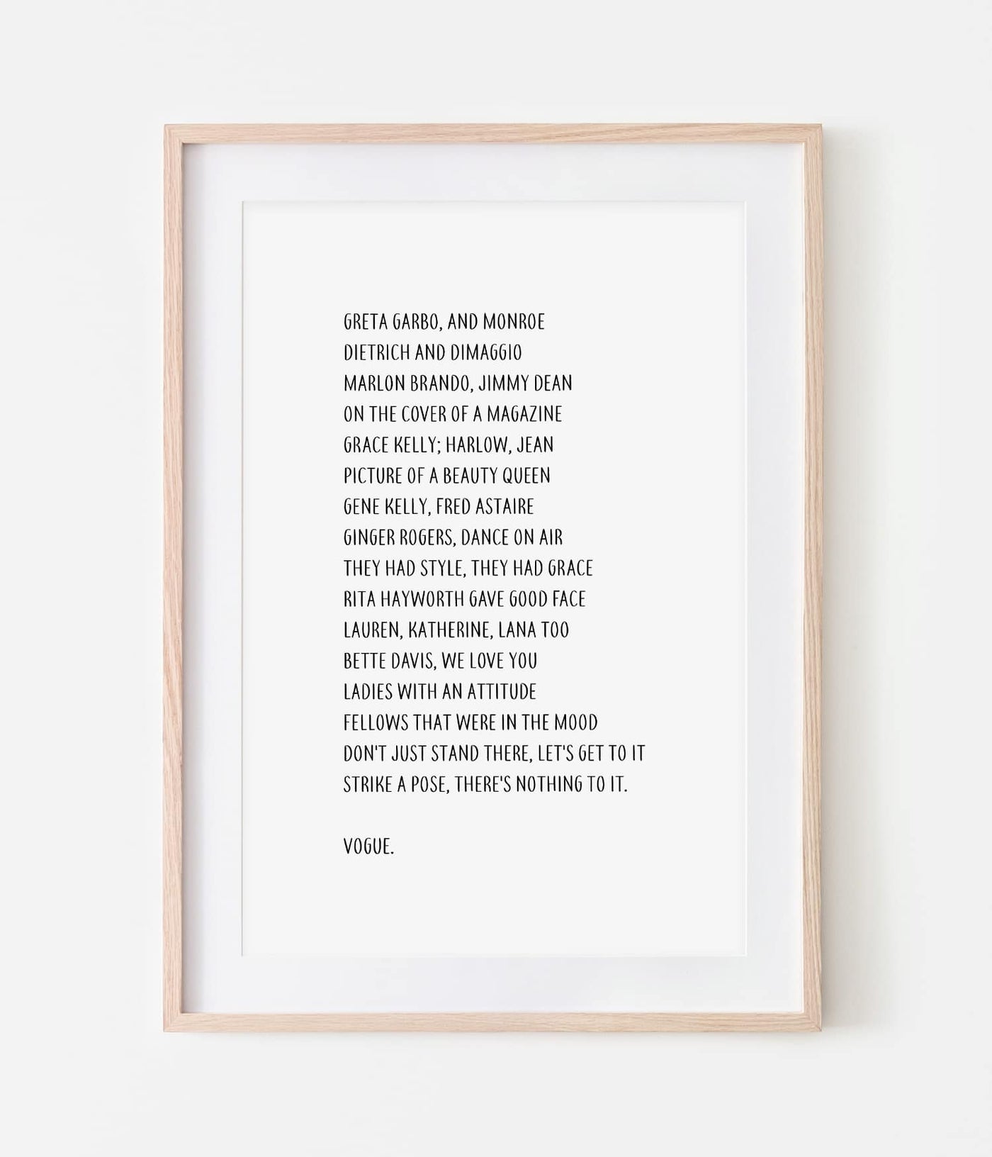 'Vogue' Lyrics Print