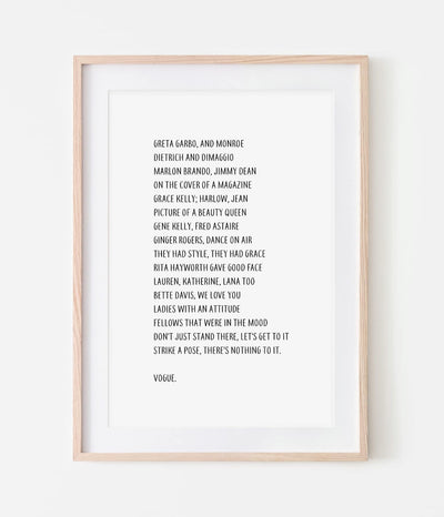 'Vogue' Lyrics Print